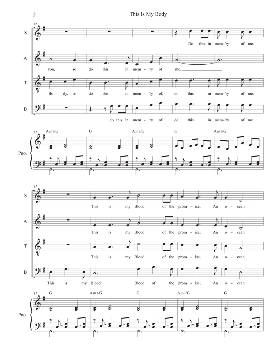 This Is My Body (Vocal Quartet - (SATB) 4-Part scores gallery preview page 2