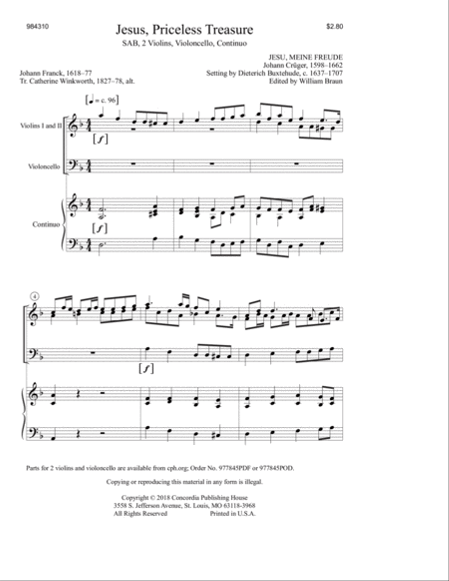 Jesus, Priceless Treasure (Buxtehude) 3-Part scores gallery preview page 2