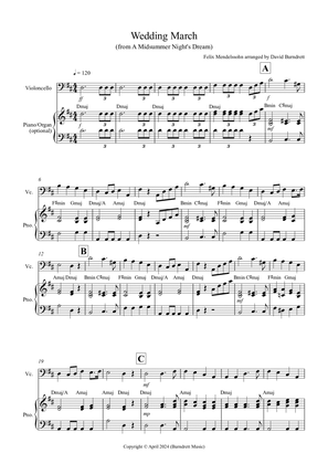 Wedding March (from A Midsummer Night's Dream) for Cello and Piano