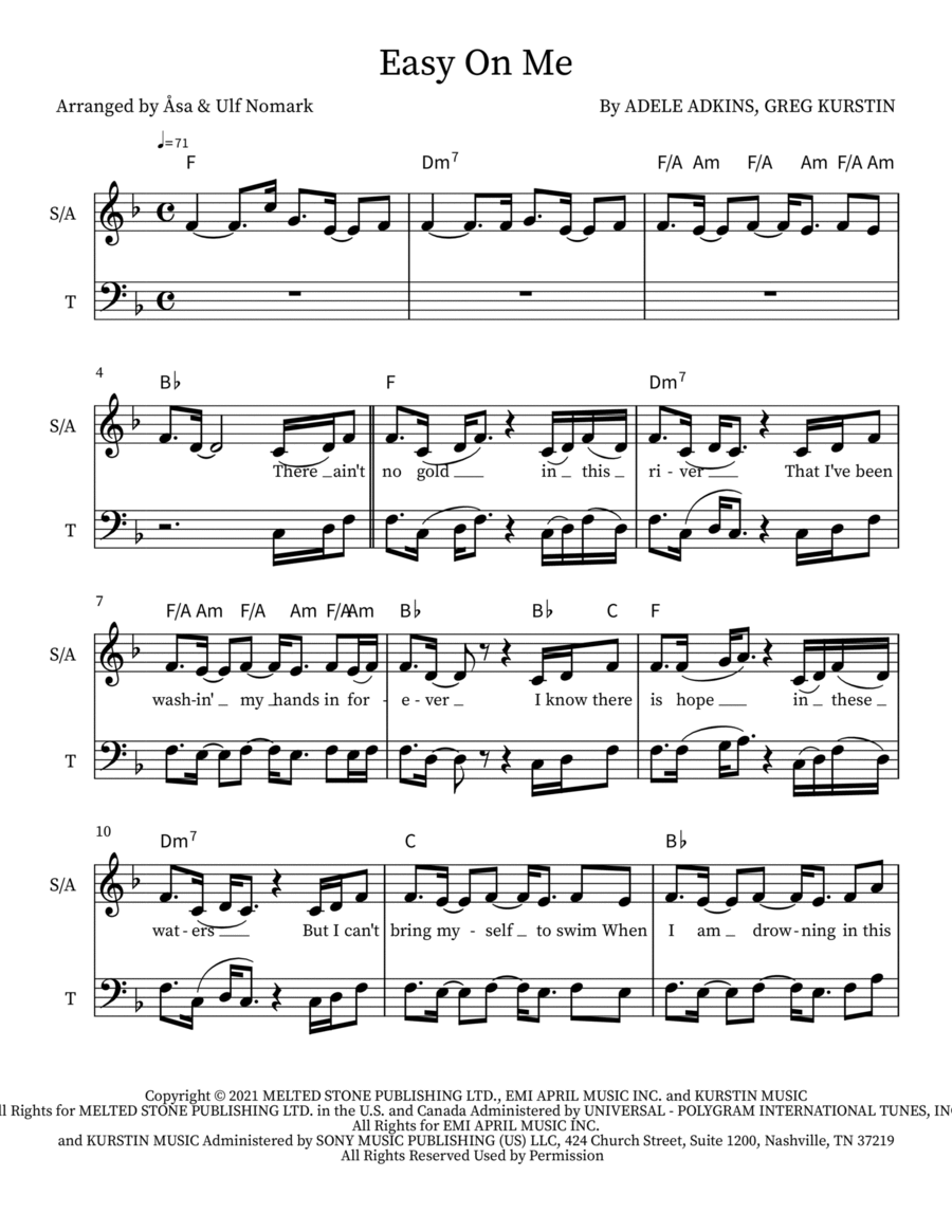 Easy On Me 3-Part scores gallery preview page 1