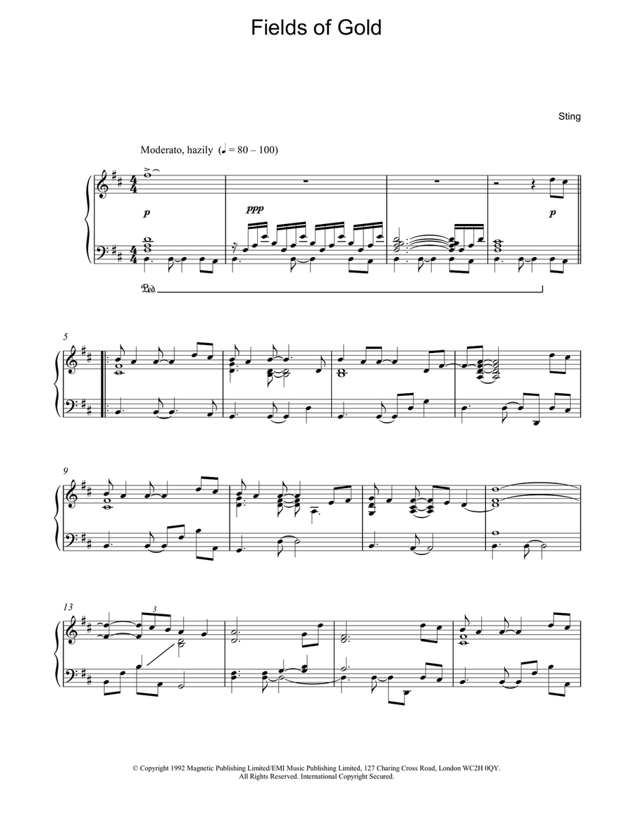 Fields Of Gold Piano Solo scores gallery preview page 1
