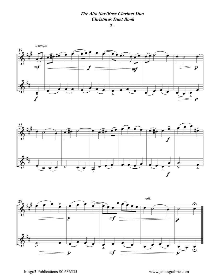 The Alto Sax & Bass Clarinet Christmas Duet Book Woodwind Duet scores gallery preview page 3