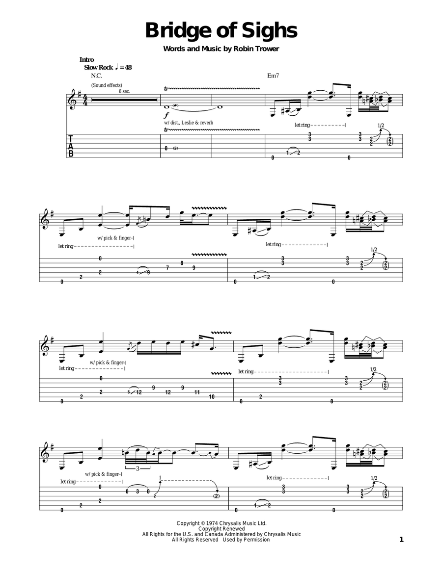Bridge Of Sighs Electric Guitar scores gallery preview page 1