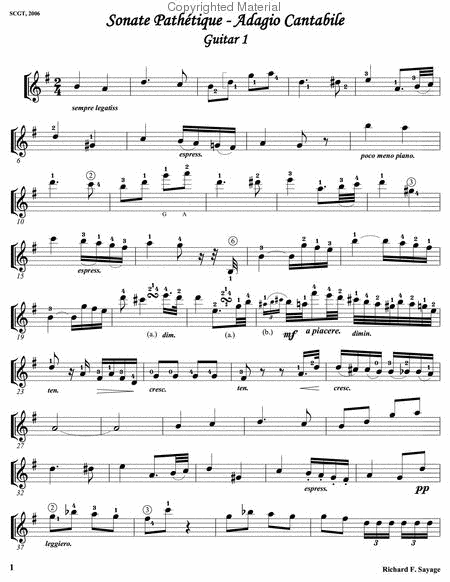 Adagio Cantabile for Classical Guitar Quartet incl. 4 Parts