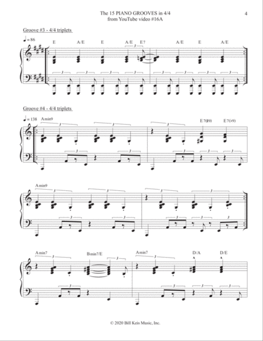 The 15 PIANO GROOVES in 4/4 from YouTube video #16A Piano Solo scores gallery preview page 4