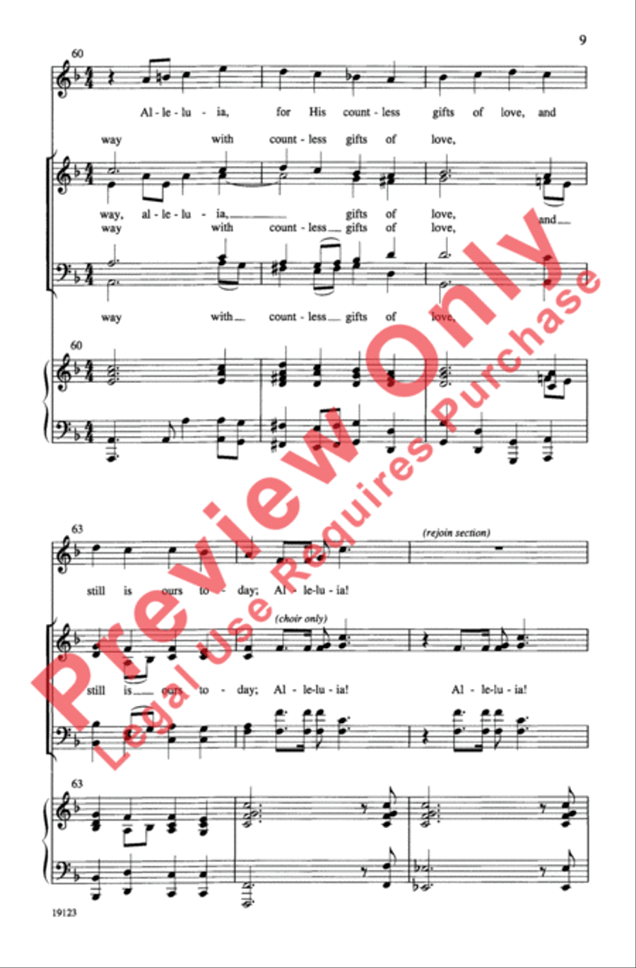 Thanksgiving (A Medley of Hymns) 4-Part scores gallery preview page 9