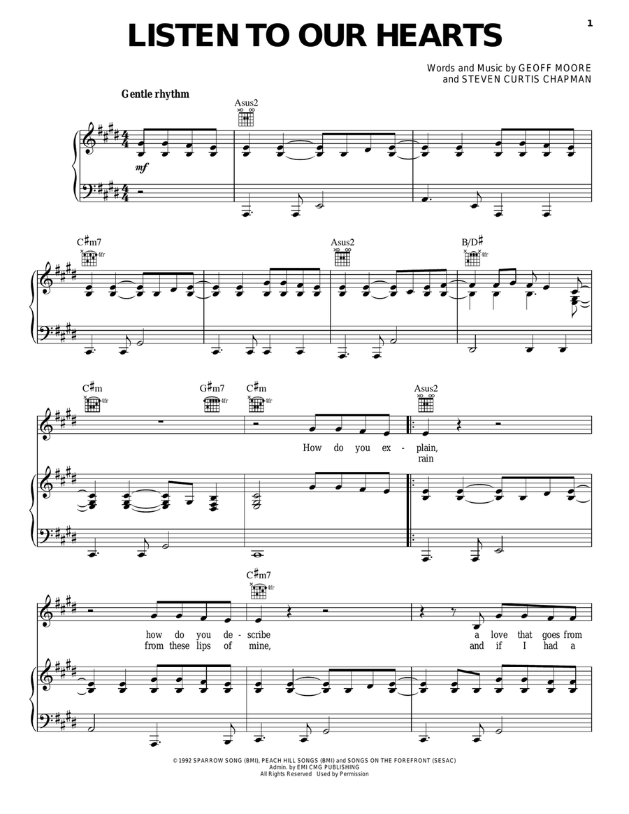 Listen To Our Hearts Acoustic Guitar scores gallery preview page 1