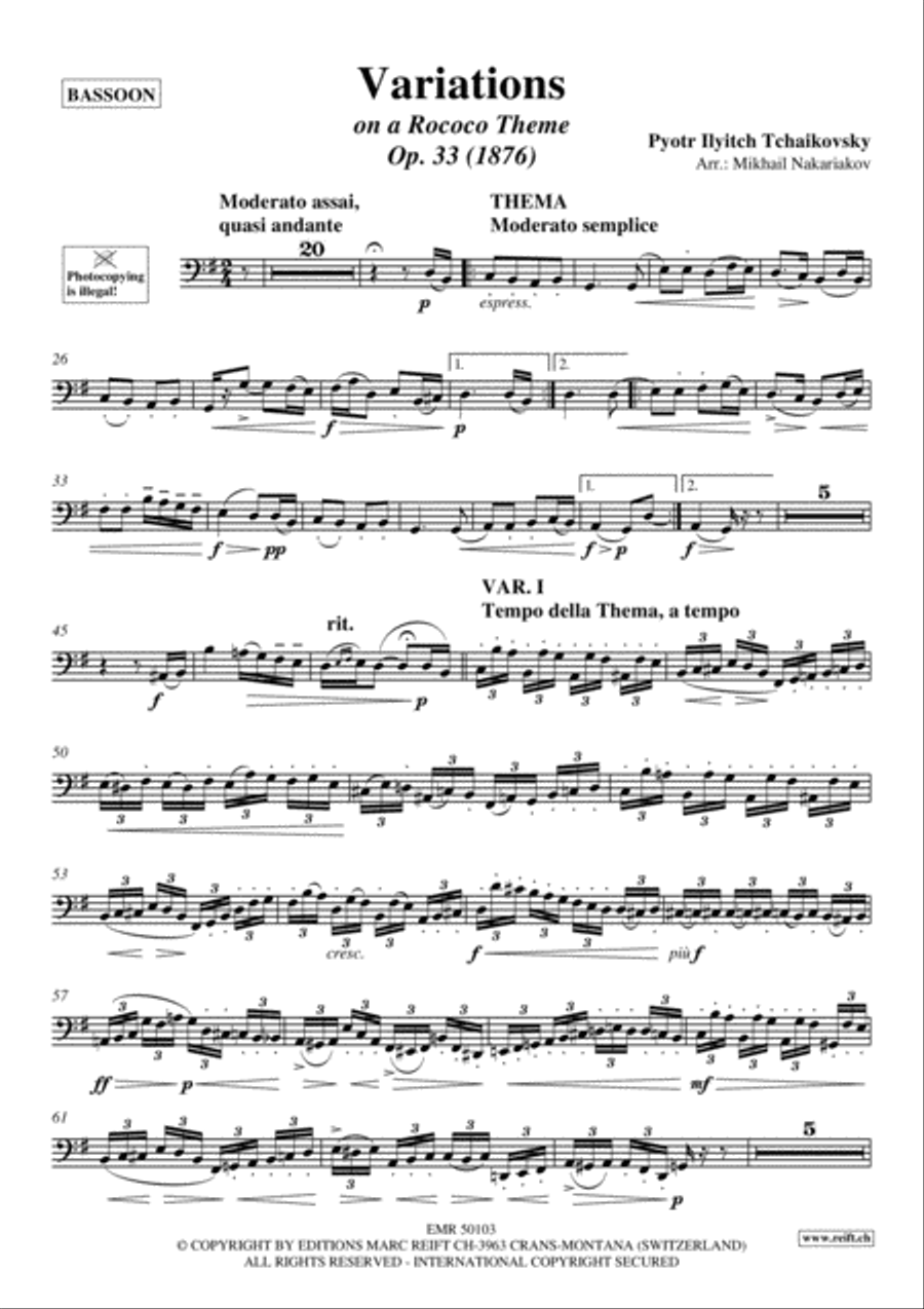 Variations On A Rococo Theme Bassoon Solo scores gallery preview page 2