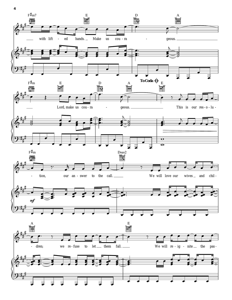Courageous Piano, Vocal, Guitar scores gallery preview page 4