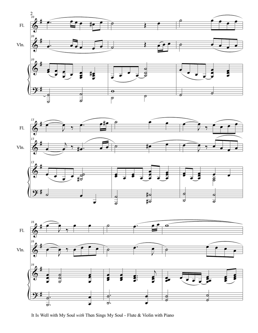 IT IS WELL WITH MY SOUL with THEN SINGS MY SOUL (Trio – Flute & Violin with Piano) Score and Parts Flute scores gallery preview page 3