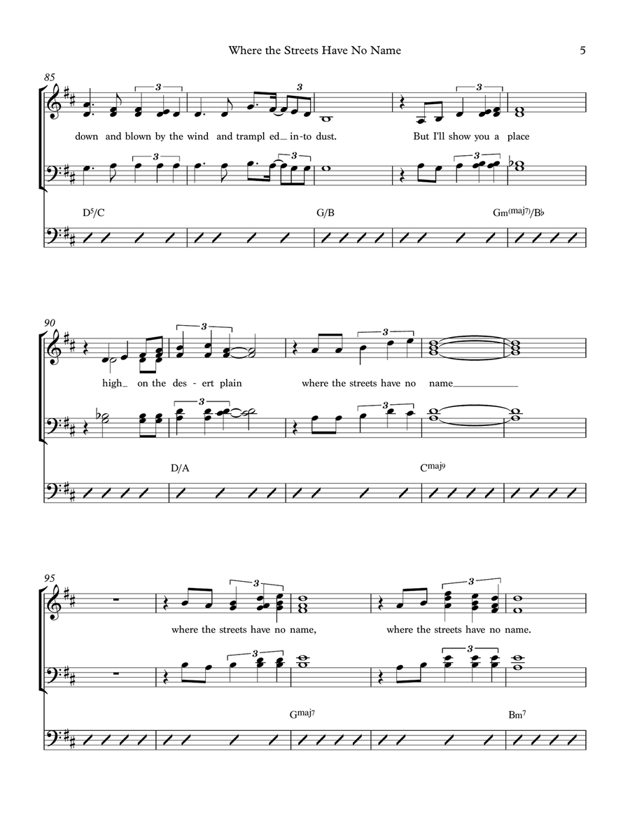 Where The Streets Have No Name 4-Part scores gallery preview page 5