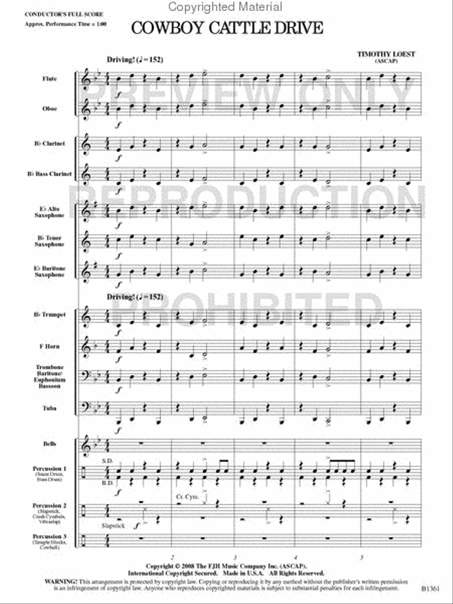 Cowboy Cattle Drive Cowboy Cattle Drive Concert Band scores gallery preview page 2