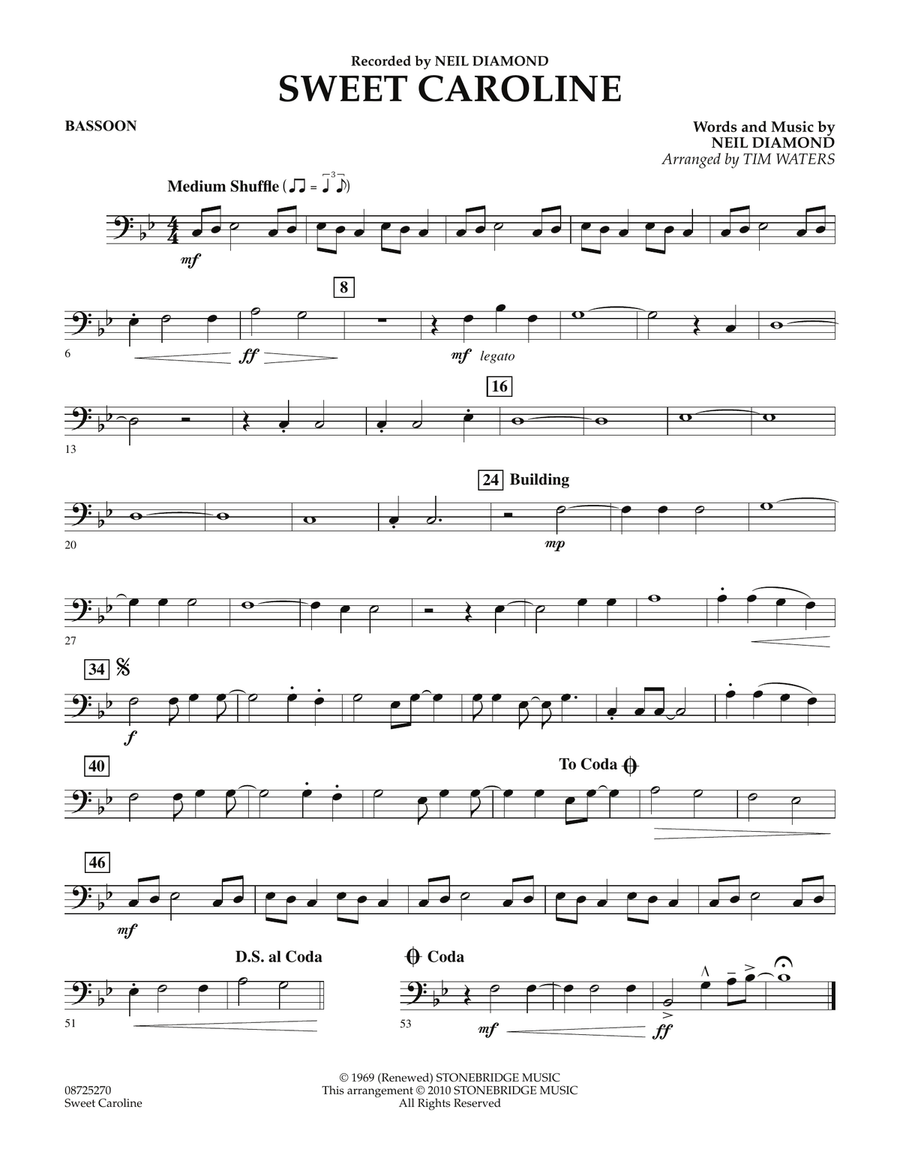 Sweet Caroline - Bassoon Concert Band scores gallery preview page 1