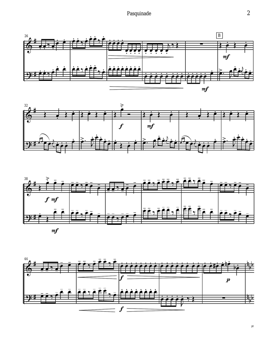 Pasquinade (Lampoon) by Gottschalk set for flute and bassoon duet Woodwind Duet scores gallery preview page 3