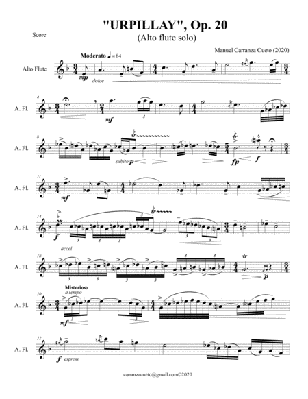 "Urpillay" Op. 20 for alto flute solo image number null