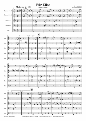 For Elise - Ludwig van Beethoven - Brass Quintet
