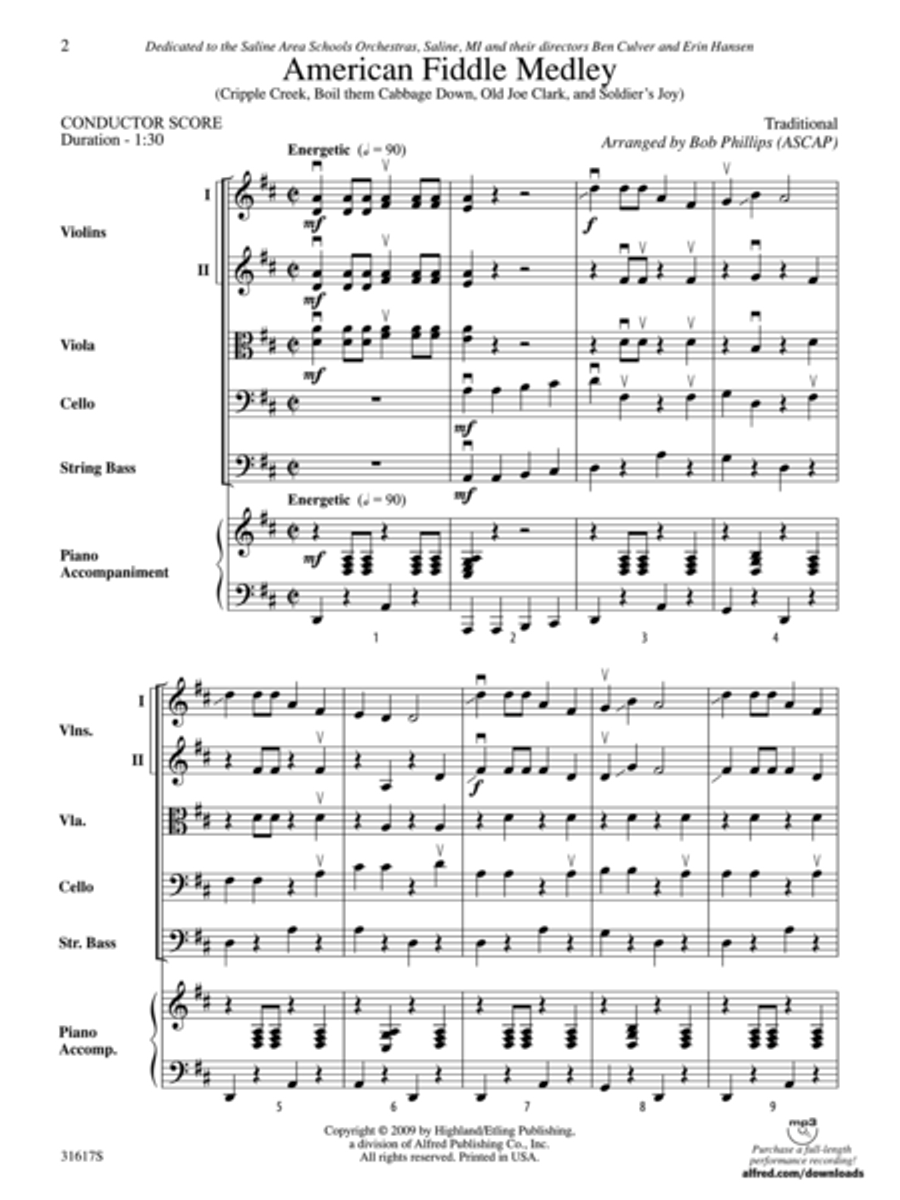 American Fiddle Medley (score only) String Orchestra scores gallery preview page 2