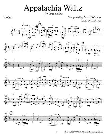 Appalachia Waltz (violin 1 part - three violins) image number null
