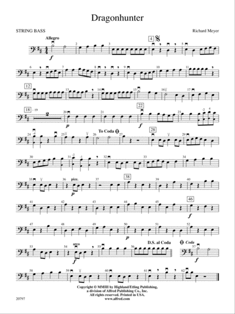 Dragonhunter: String Bass String Orchestra scores gallery preview page 1