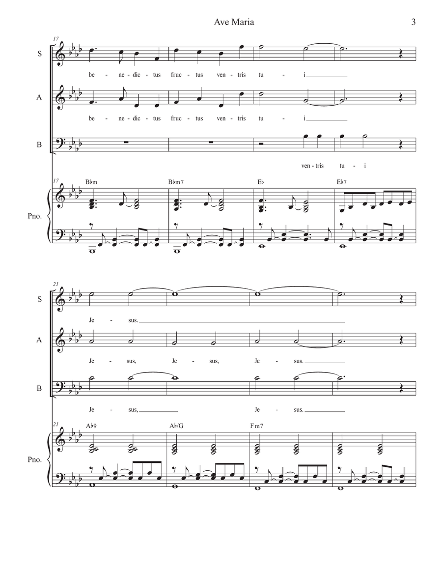 Ave Maria (Mother of Divine Mercy) (Vocal Trio - (SAB) 3-Part scores gallery preview page 3