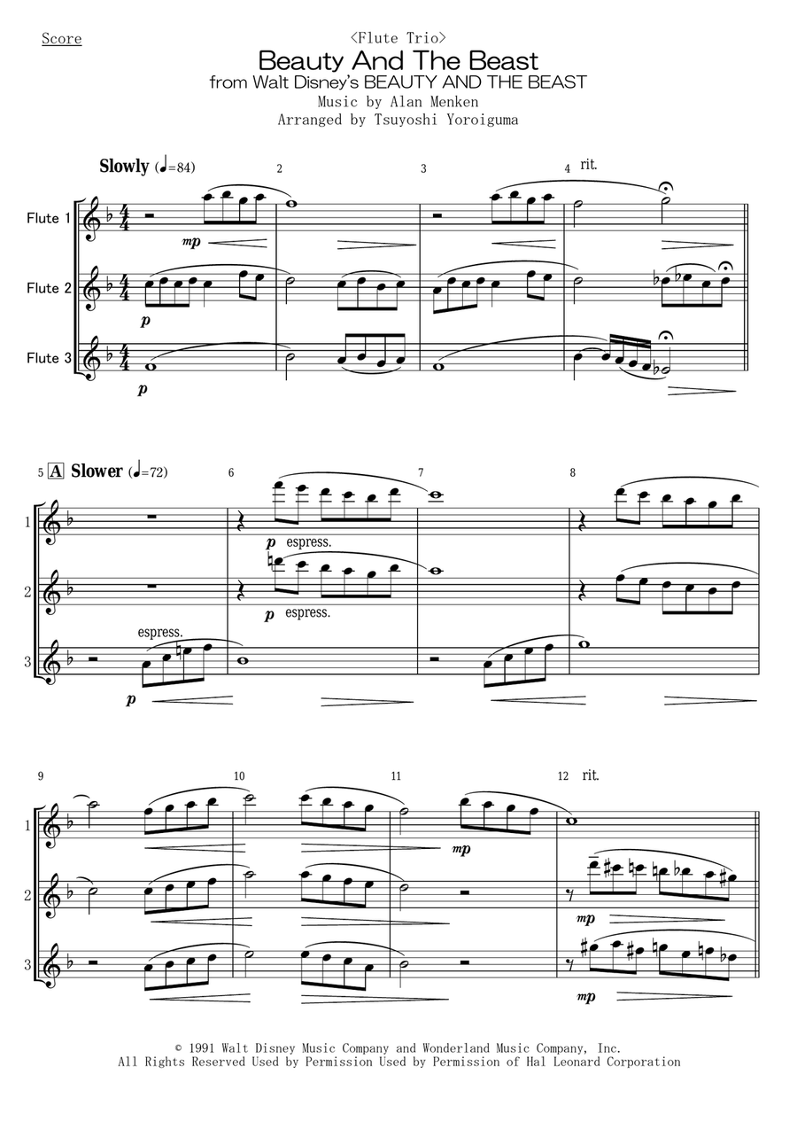 Beauty And The Beast Woodwind Trio scores gallery preview page 1