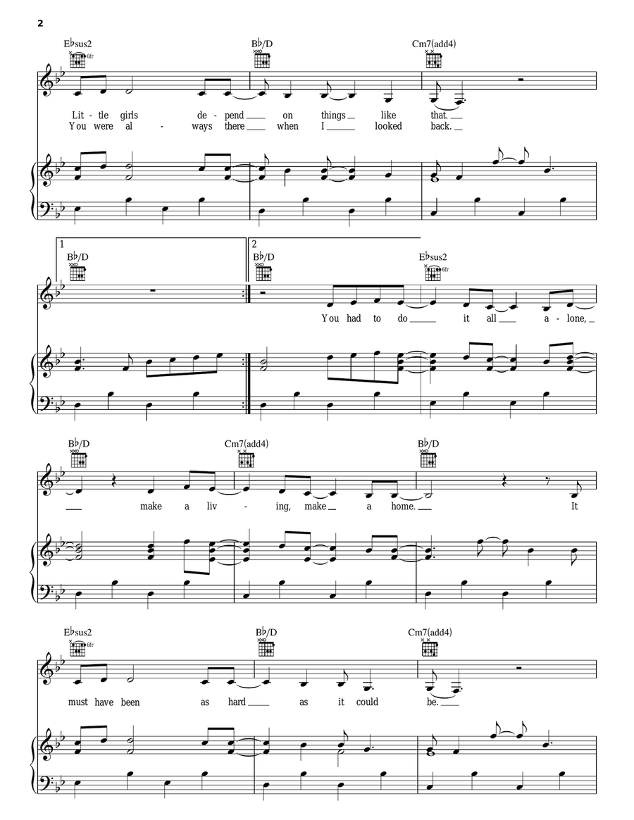 Butterfly Fly Away Piano, Vocal, Guitar scores gallery preview page 2
