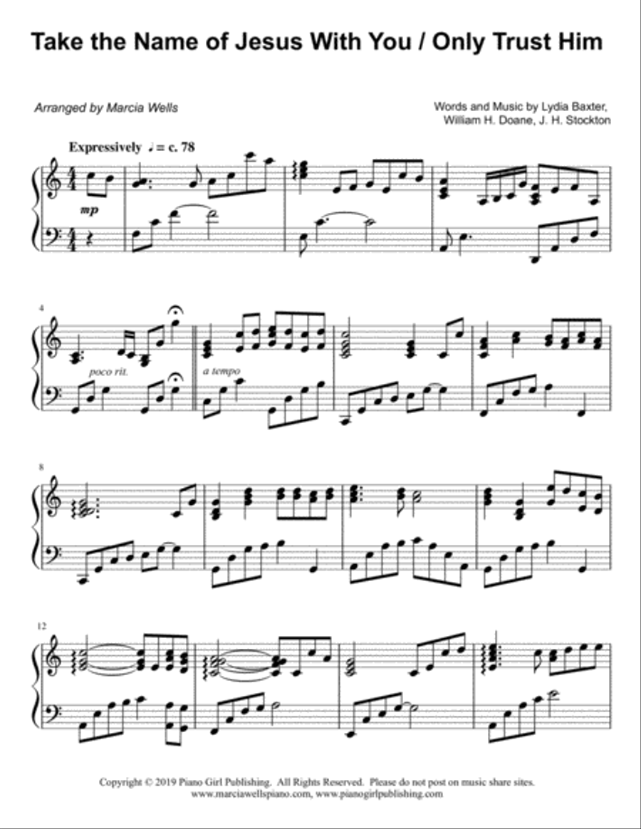 Take the Name of Jesus With You (Precious Name) / Only Trust Him Piano Solo scores gallery preview page 2