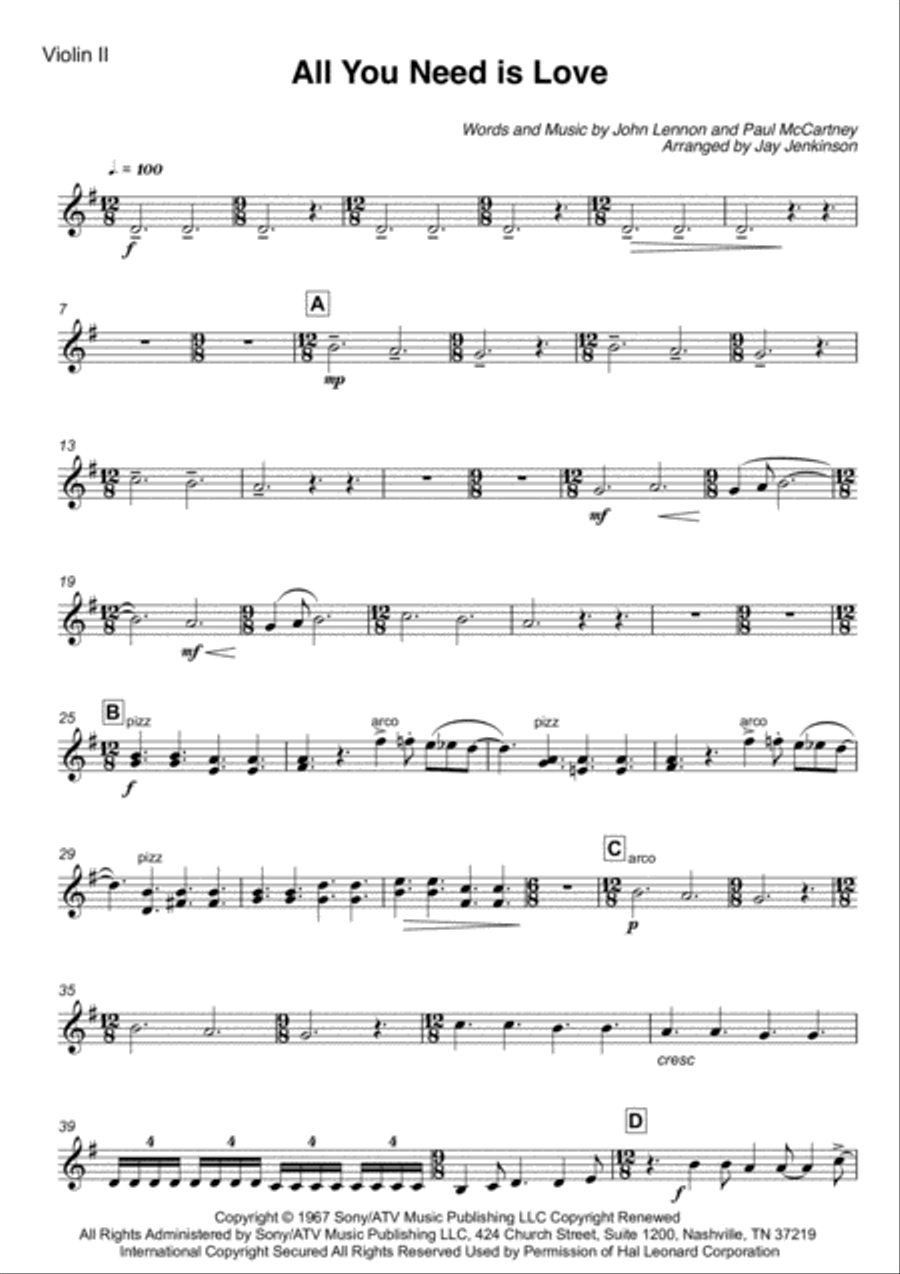 All You Need Is Love String Quartet scores gallery preview page 4