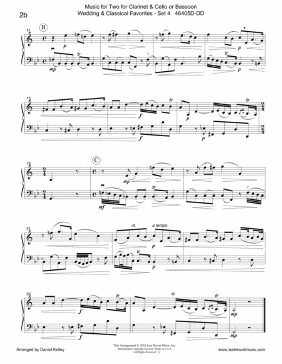Music for Two Wedding & Classical Favorites for Clarinet & Cello or Bassoon - Set 4 Small Ensemble scores gallery preview page 6