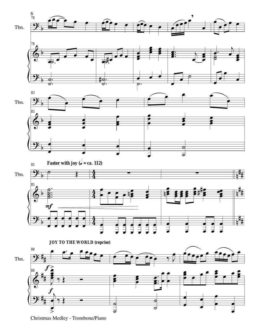 CHRISTMAS JOY MEDLEY (Sing-A-Long with Trombone and Piano) Small Ensemble scores gallery preview page 6