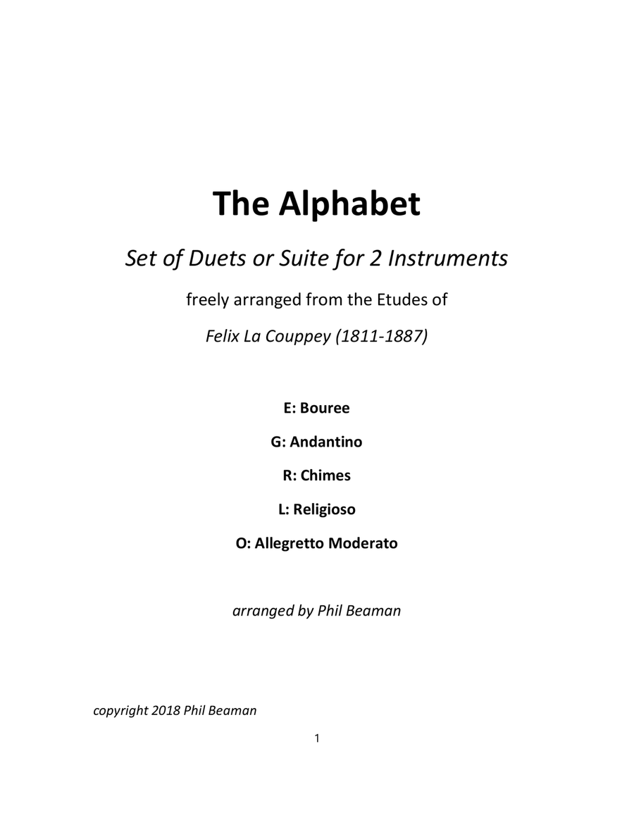 The Alphabet-set of Trombone/Bass Clarinet duets Clarinet Duet scores gallery preview page 1