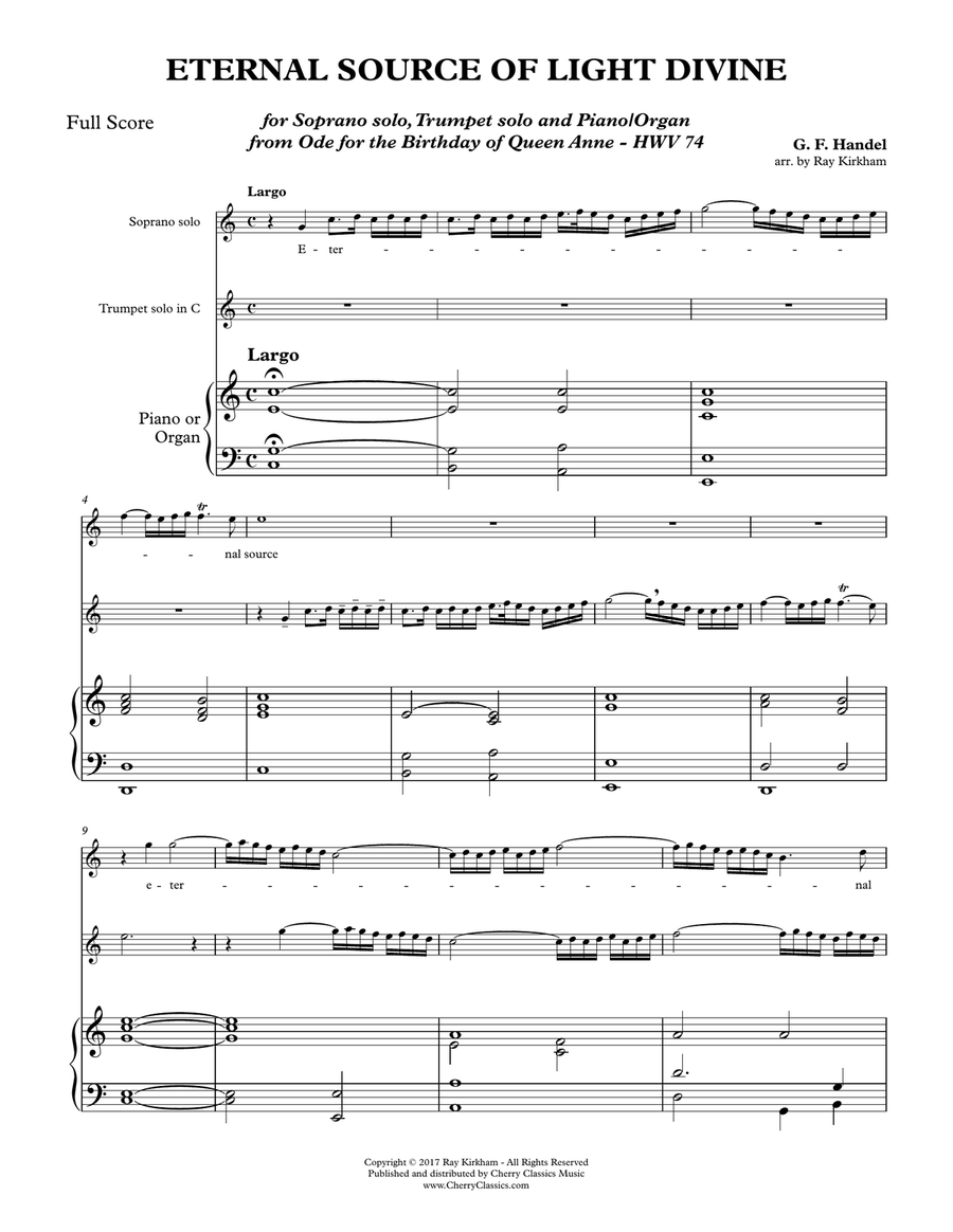 Eternal Source of Light Divine for Trumpet, Soprano & Piano Small Ensemble scores gallery preview page 1