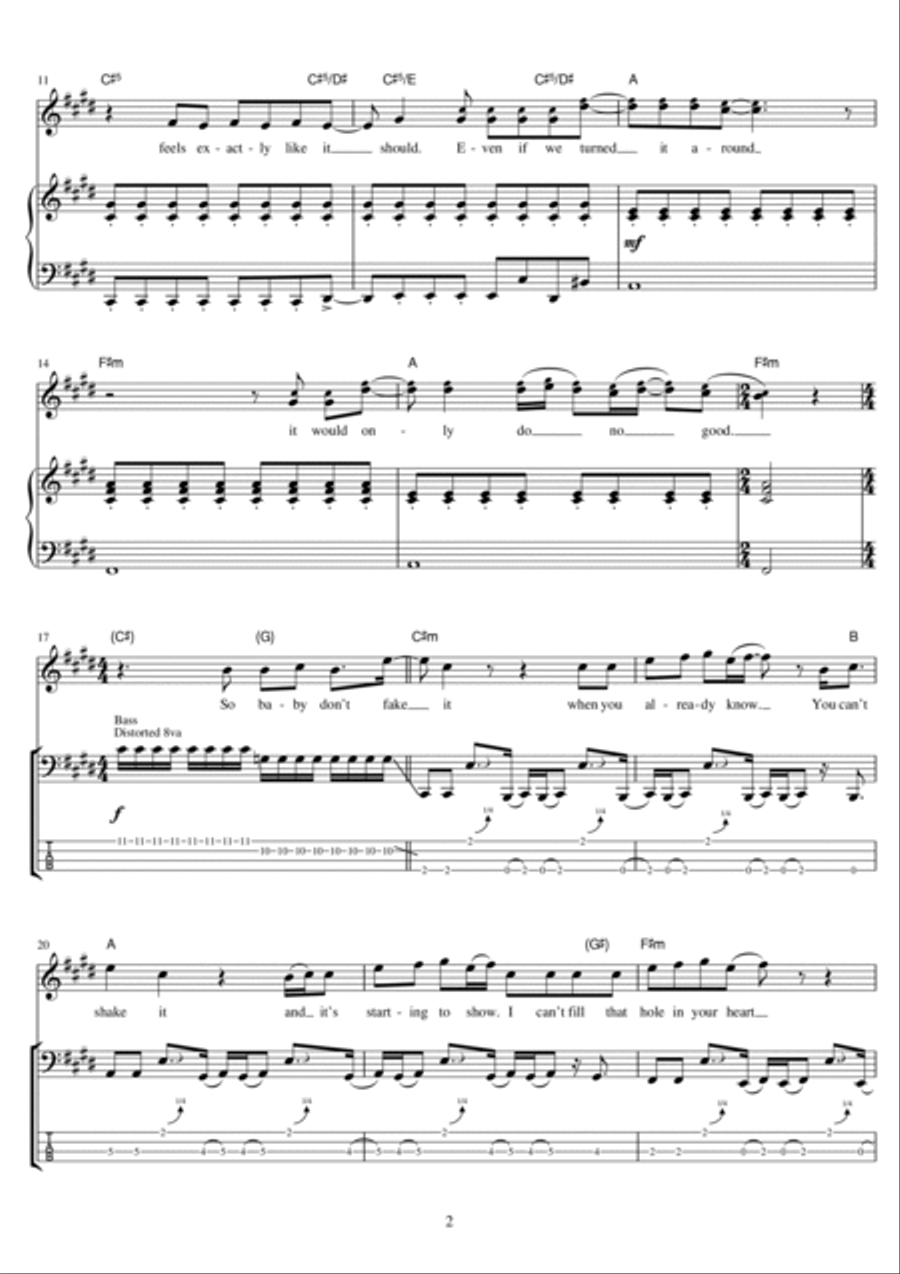 Hole In Your Heart Guitar Tablature scores gallery preview page 2