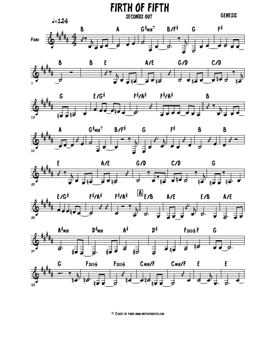 Firth Of Fifth Piano Solo scores gallery preview page 1