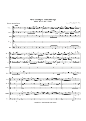"Anch'il mar par che sommerga" from "Il Bajazet" (Il Tamerlano) RV703, Antonio Vivaldi - Score Only