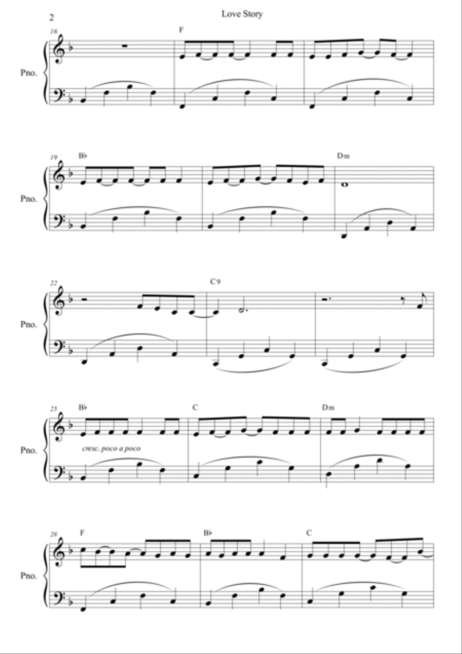 Love Story Love Story Piano Solo scores gallery preview page 2