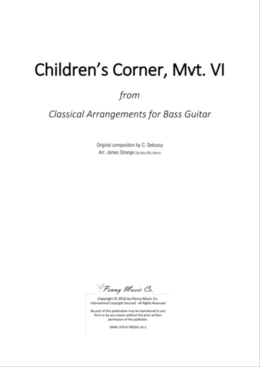 Children's Corner (Movement VI) for solo Bass Guitar Bass Guitar scores gallery preview page 3