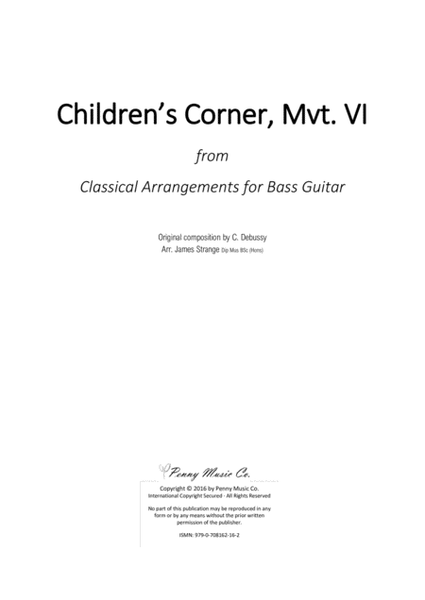 Children's Corner (Movement VI) for solo Bass Guitar image number null