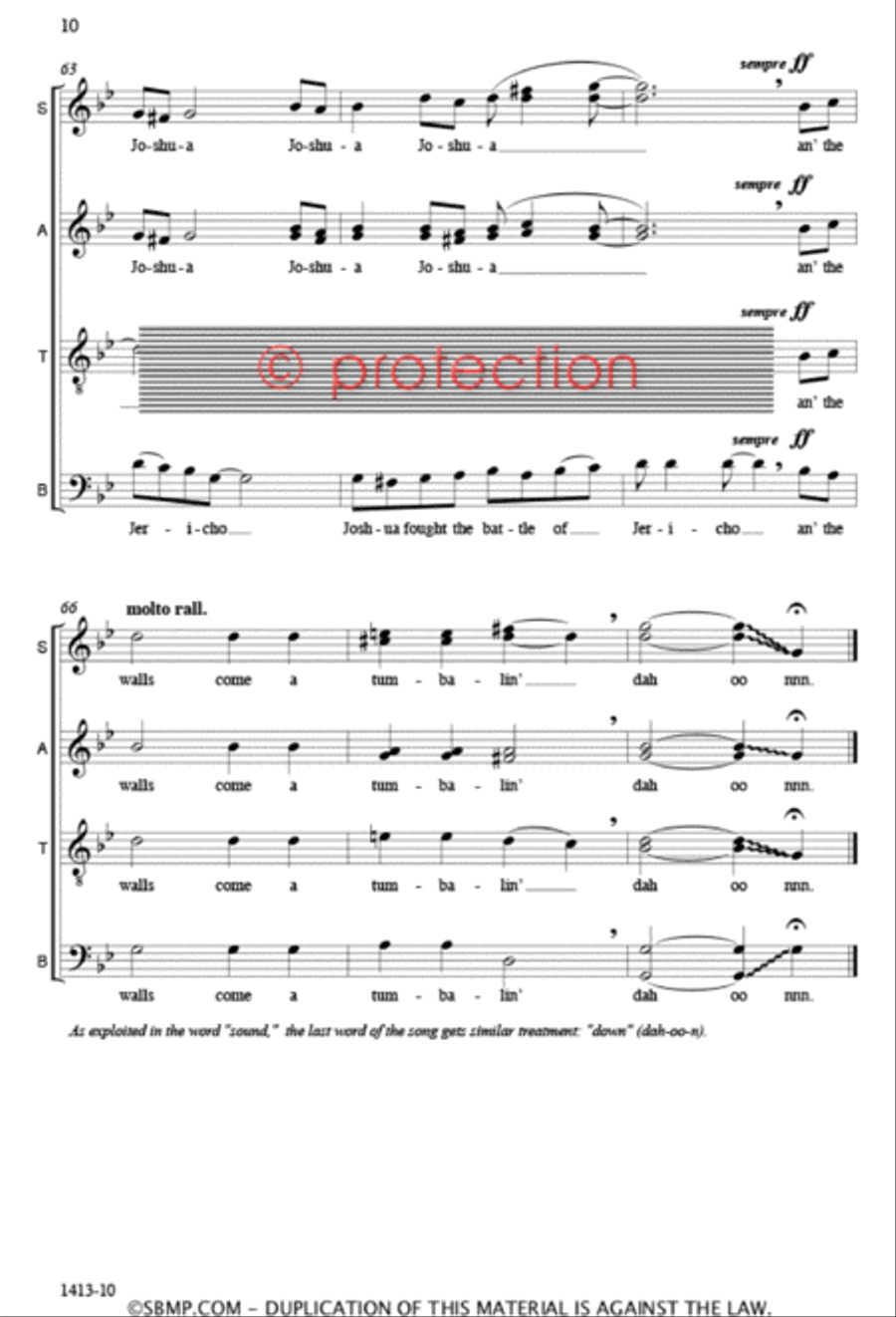 Joshua Fought the Battle of Jericho - SATB a cappella Octavo 4-Part scores gallery preview page 9