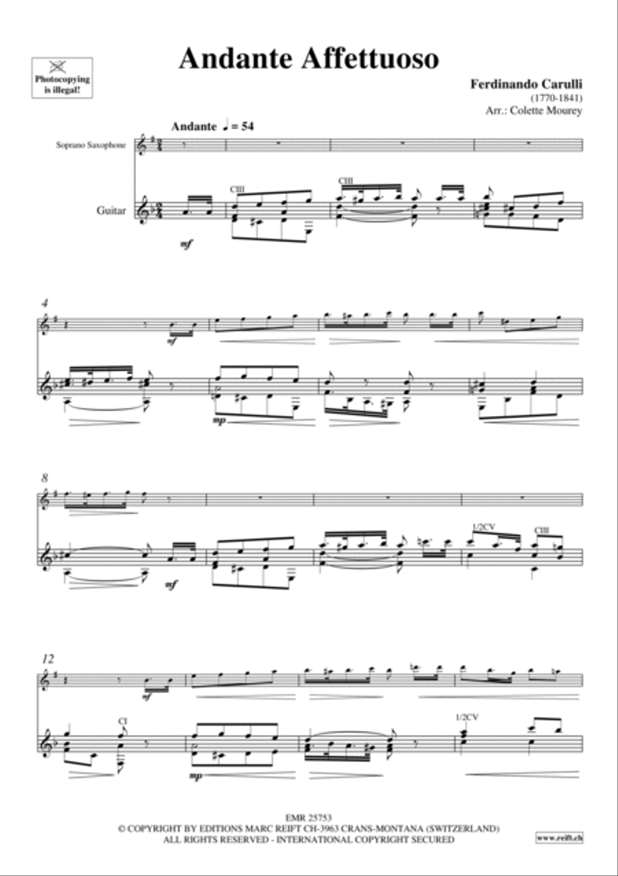 Andante Affettuoso Andante Affettuoso Soprano Saxophone scores gallery preview page 3