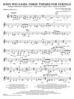 John Williams: Three Themes for Strings (arr. John Moss) - Violin 3 (Viola Treble Clef)