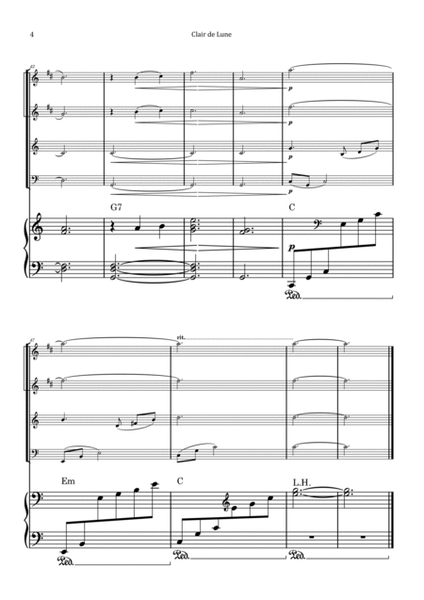 Clair de Lune by Debussy - Brass Quartet with Piano and Chord Notation image number null