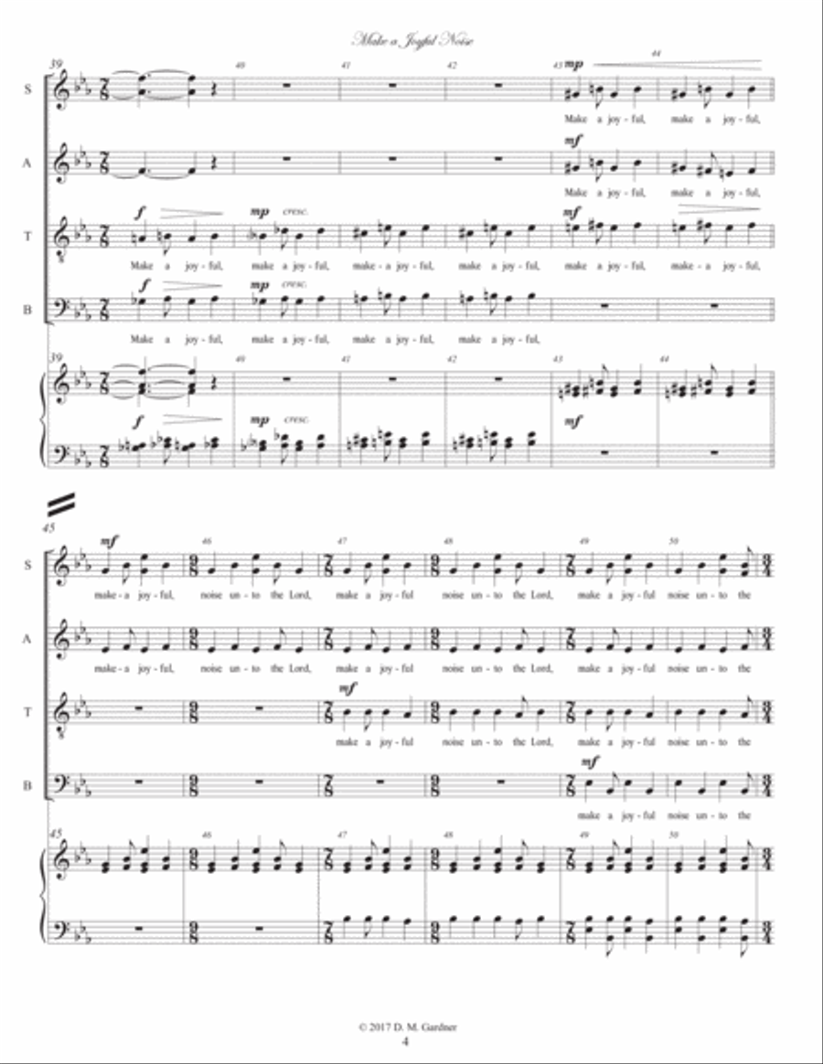 Make A Joyful Noise (Psalm 100) SATB 4-Part scores gallery preview page 6
