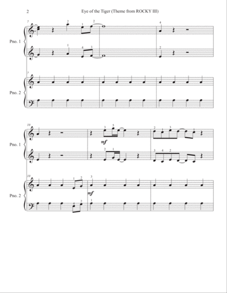Eye Of The Tiger Easy Piano scores gallery preview page 2