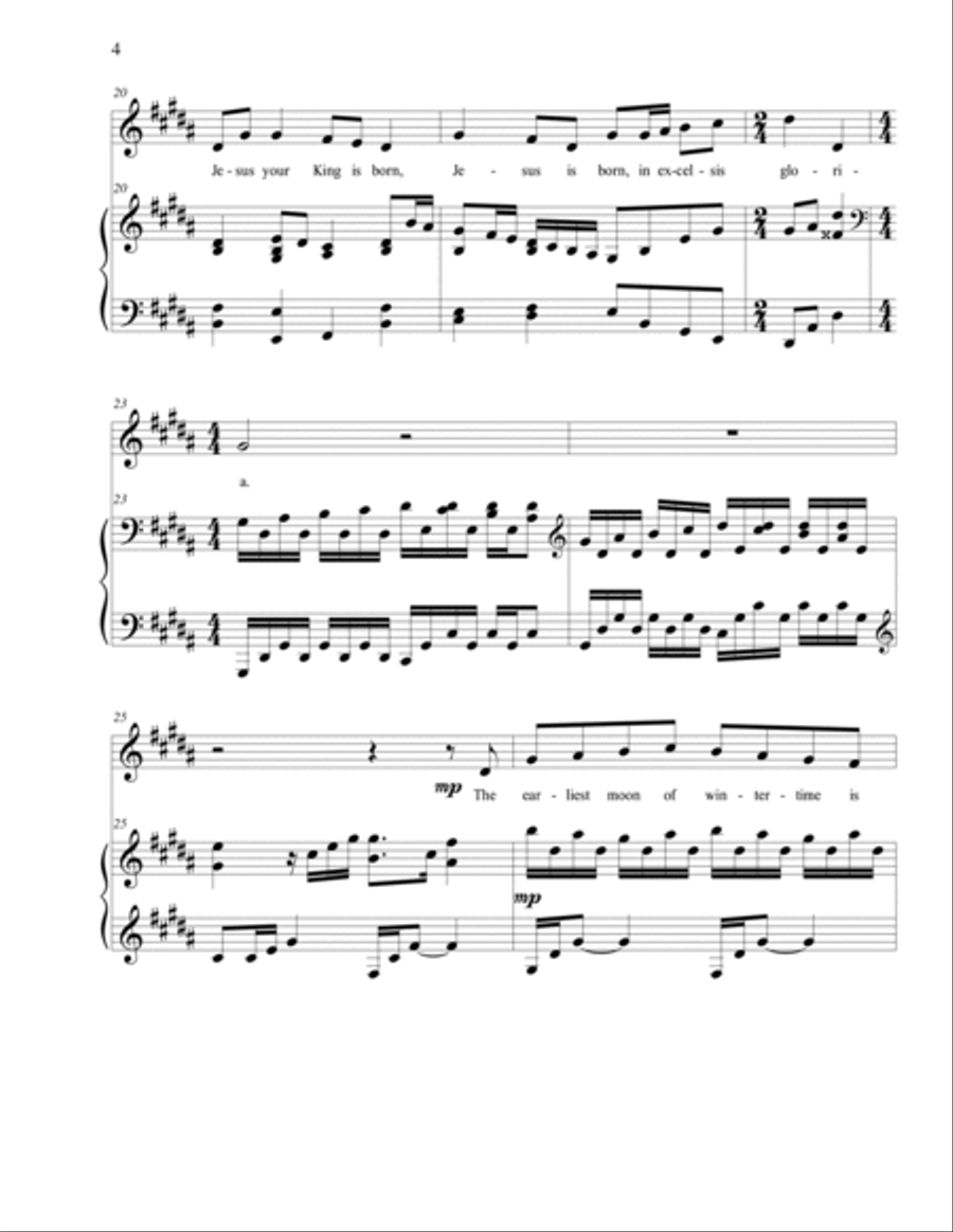 Twas in the Moon of Wintertime (HURON CAROL), Medium Voice, arr. Brenda Portman Medium Voice scores gallery preview page 4