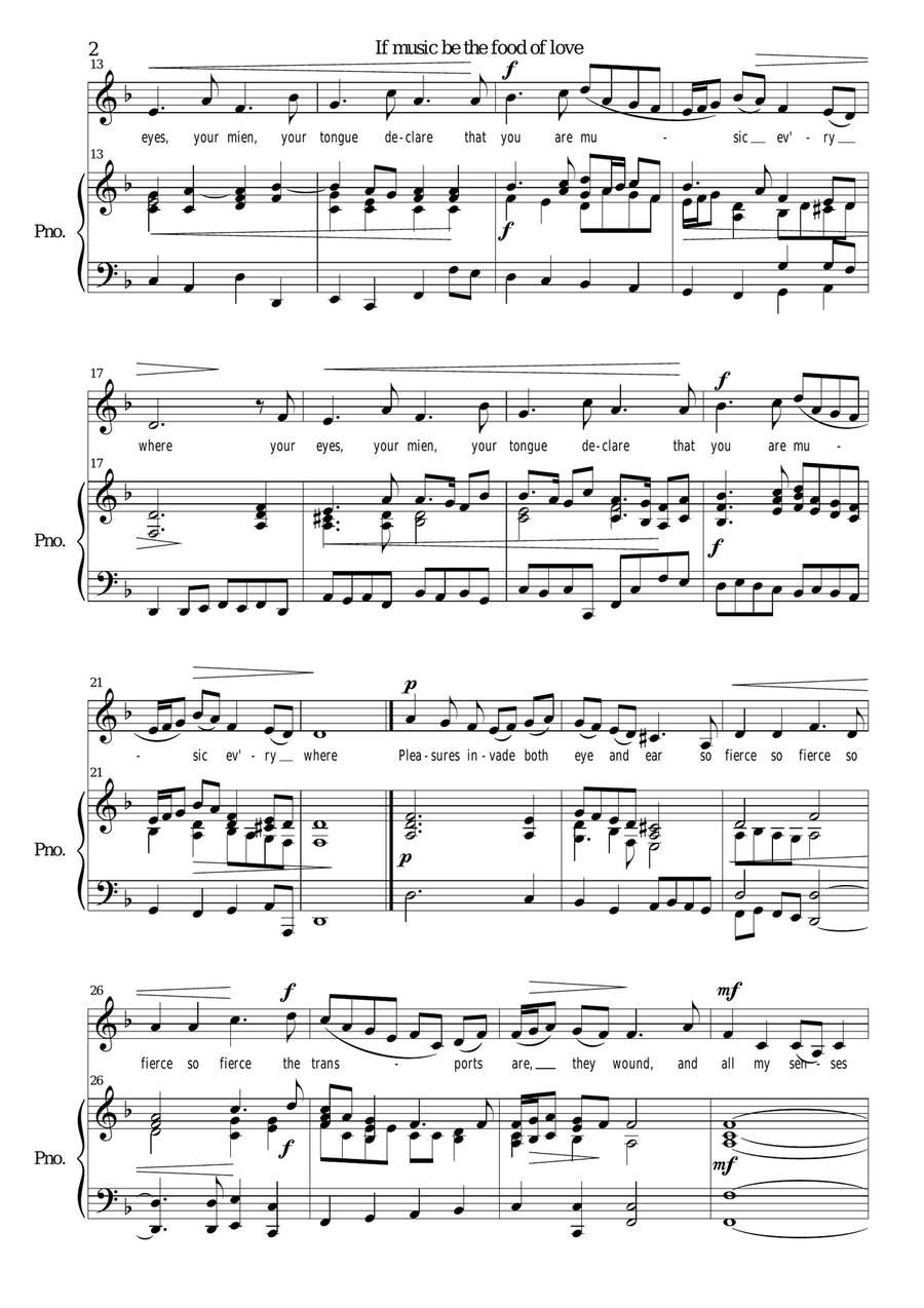 If music be the food of love for low voice and piano Low Voice scores gallery preview page 2