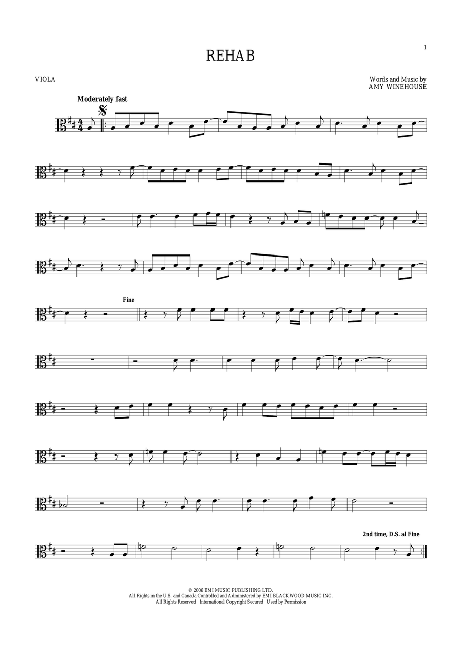 Rehab Rehab Viola Solo scores gallery preview page 1