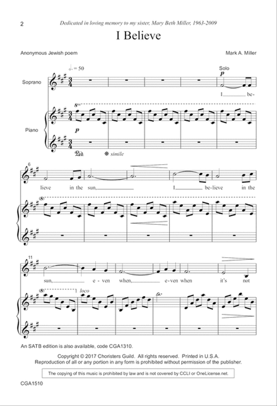 I Believe (SSA) SSA scores gallery preview page 2