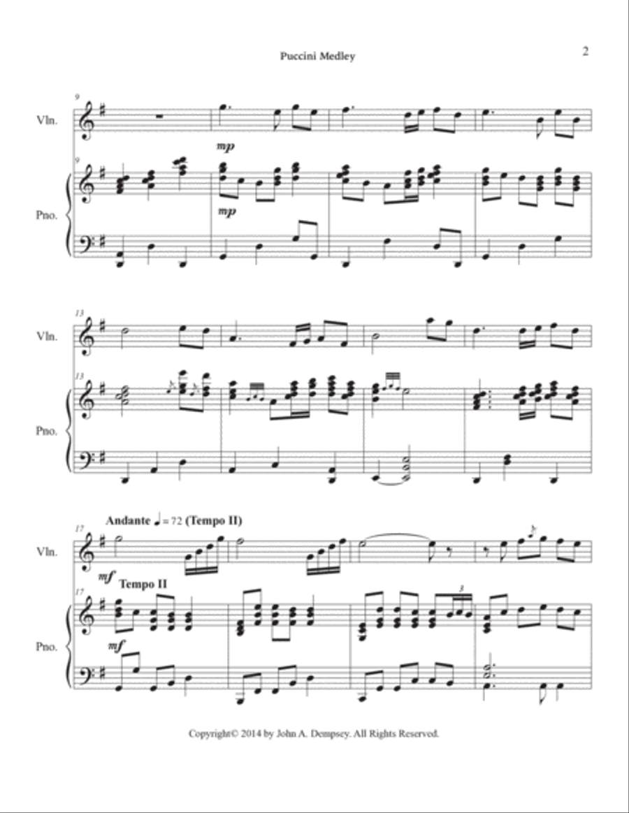 Puccini Medley: Un Bel Di (Madame Butterfly) and Musetta's Waltz (La Boheme): Violin and Piano Violin Solo scores gallery preview page 6