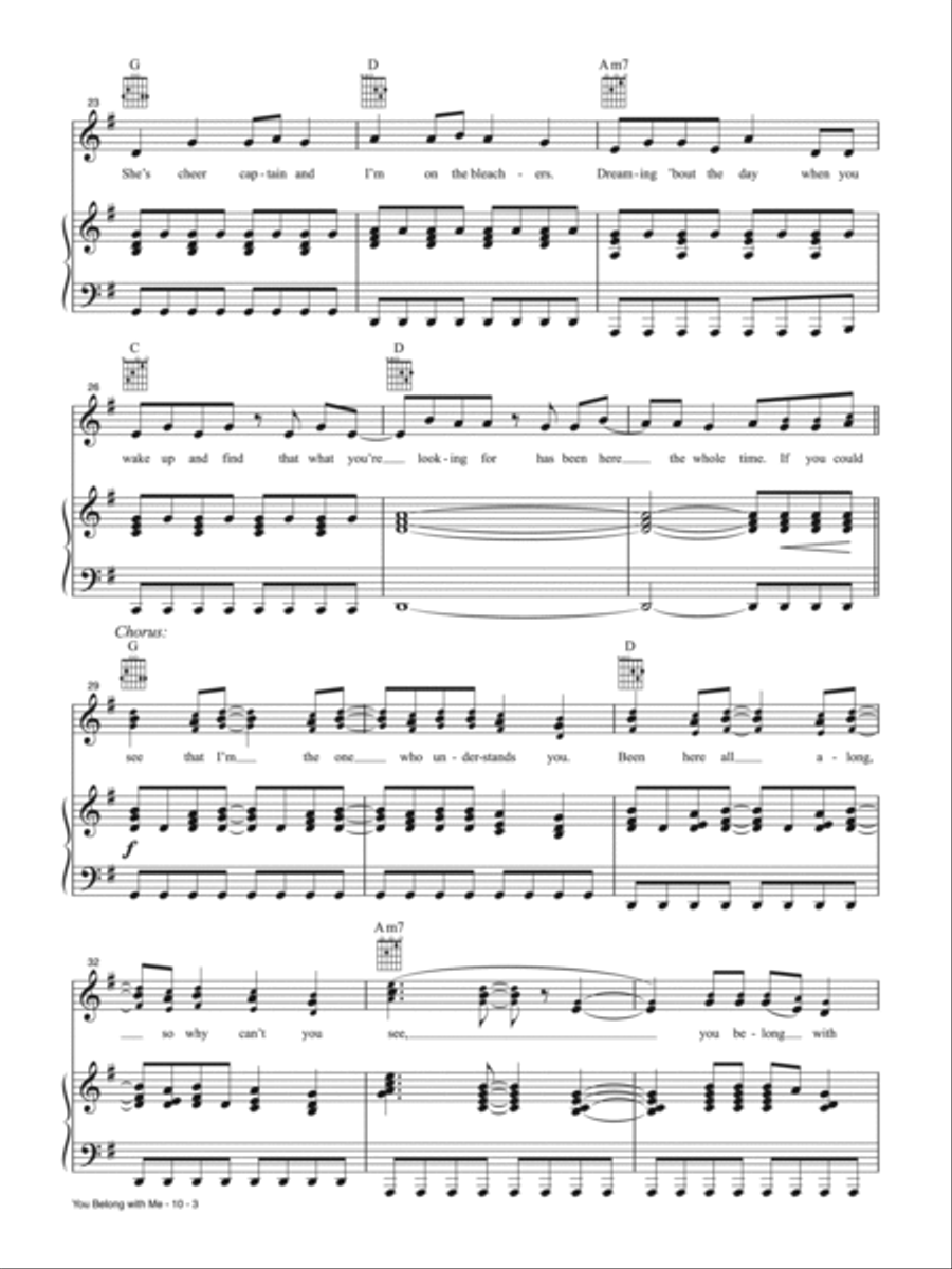 You Belong with Me Piano, Vocal, Guitar scores gallery preview page 3